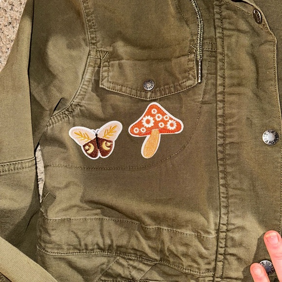 The North Face Olive Utility Jacket with Floral Patches - Picture 6 of 12